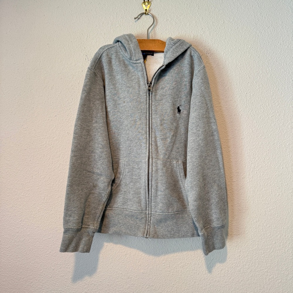 Polo Ralph Lauren Kids Gray Full Zip Fleece Hoodie Sweatshirt Size S 8